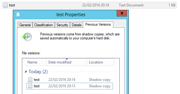 volume shadow copy server 2016
