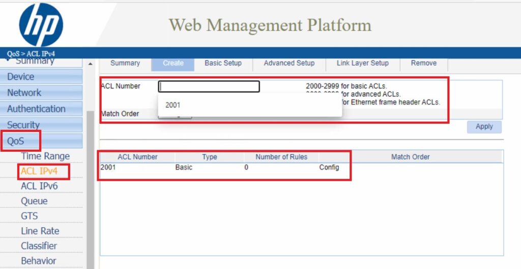 HP Web Management Platform GUI