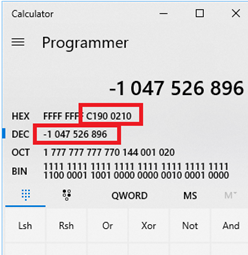 converting dec to hex error code